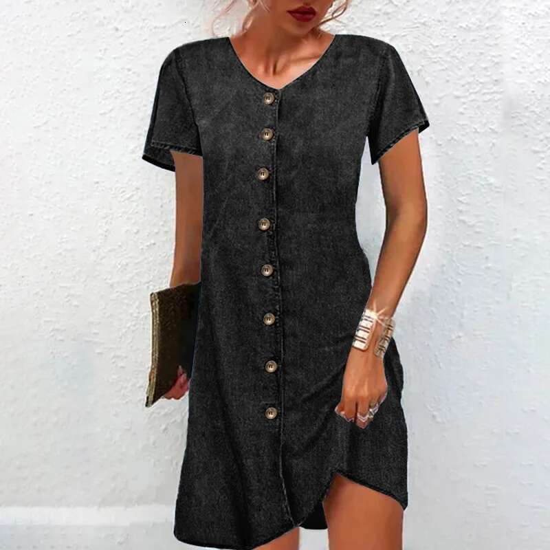 Dongdumaoyi New Style Denim Summer Women S Loose Fit Shirt Dress C