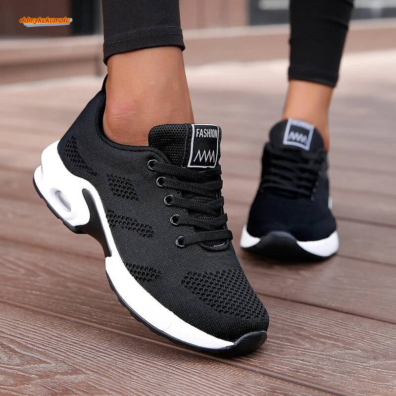Casual Breathable Walking Mesh Flat Platform Sneakers Women Tenis Gym Vulcanized Shoes White Female Footwear ddmykukumalu