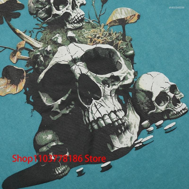 Men's T Shirts 2025 T-shirt Women's High Street Loose Casual Wash Water Retro Skull Print Short Sleeve Top Tee