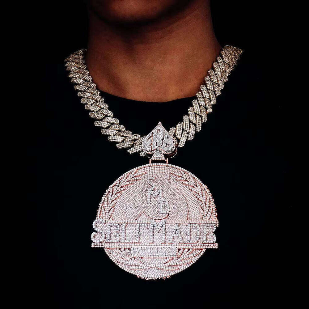 Fine Jewelry Custom Hip Hop 925 Silver Vvs Moissanite Iced Out Name Hand Carved with Rose Gold Plating Pendant