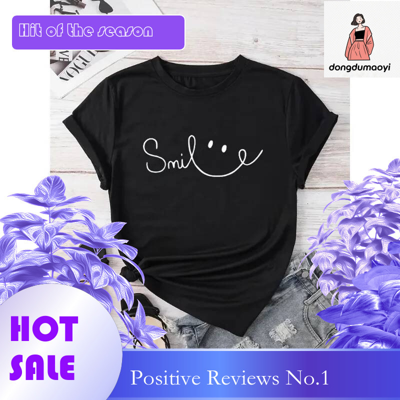 Dongdumaoyi Y K S Letter Printed Round Neck T Shirt God Happy Fashion Vintage Casual Plus Size Top