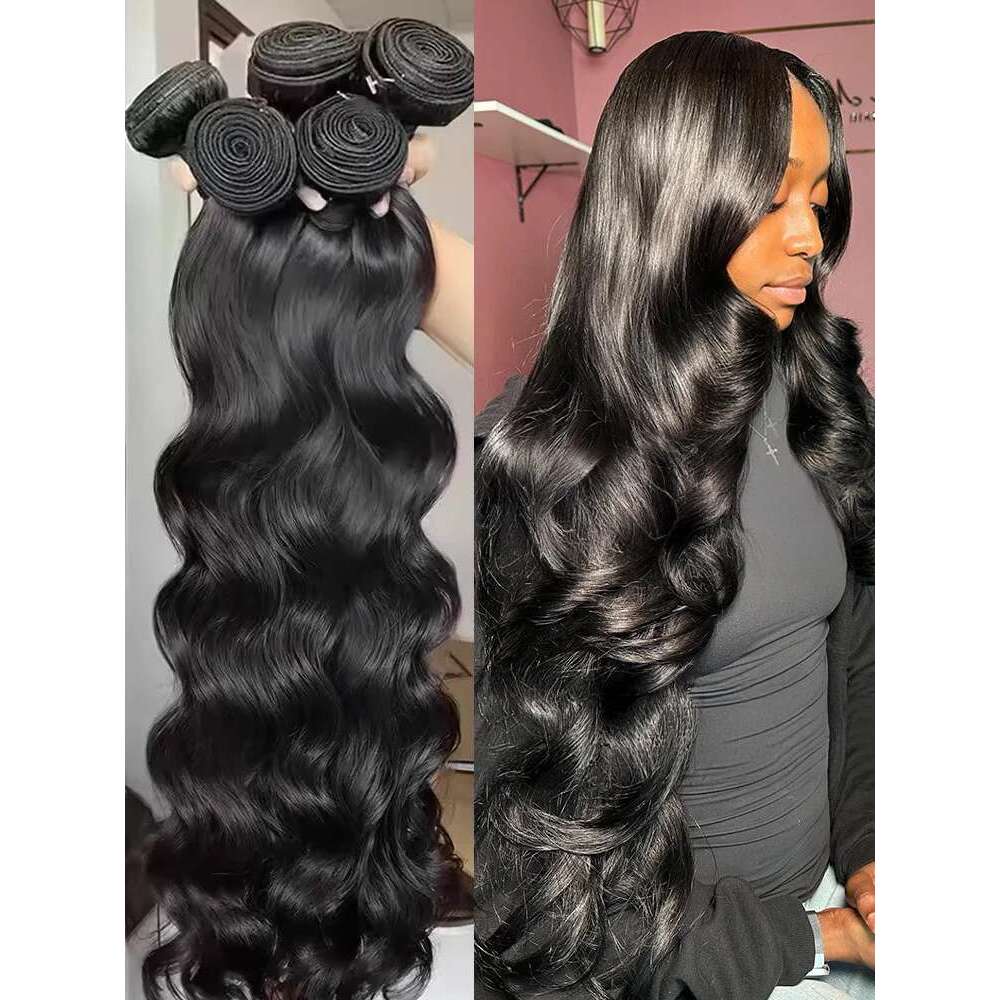 Tewjig 30 40 Inch Body 100% Brazilian Human Bundles Extensions Unprocessed Water Wave Raw Wow Angel Hair 1 3 4 Bundle