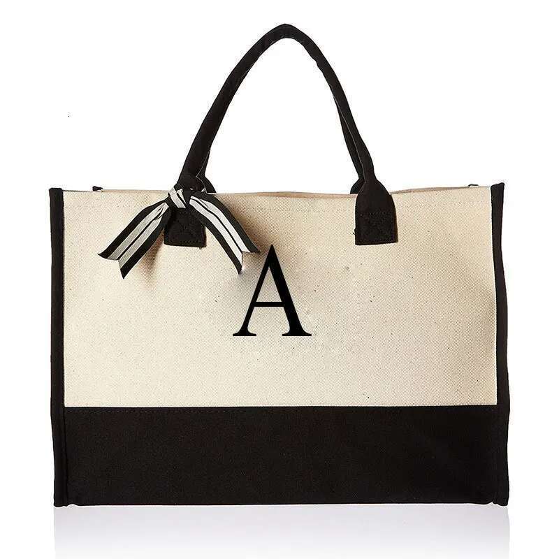 Tote Fashion Canvas Totes Letters Flower Portable Shoulder Shopping Casual Beach Bag Large Capacity Handbag Wholesale