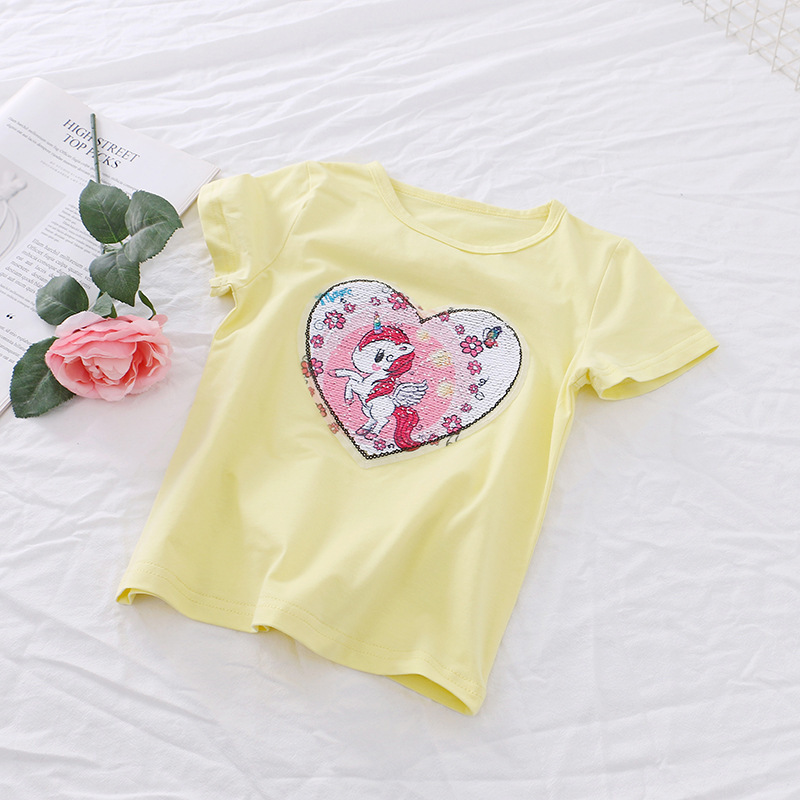 DISNEY short-sleeved children's baby designer clothes summer face-changing clothes pure cotton half-sleeve top Kids designer clothes color-changi