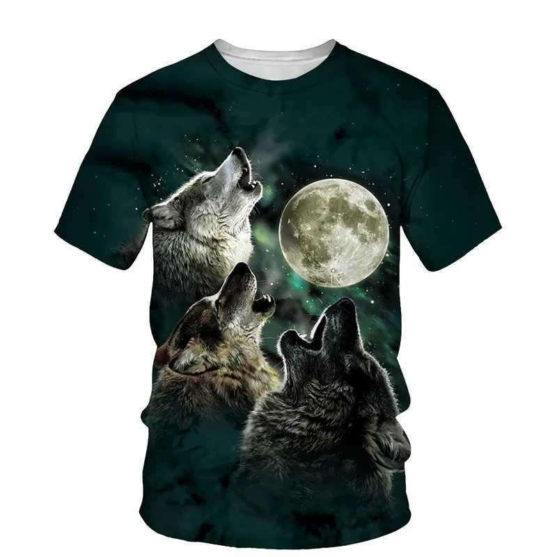 Animal wolf pattern 3D printing mens O-neck T-shirt fashion T-shirt casual short sleeved oversized Y2K Harajuku unisex clothing W250425