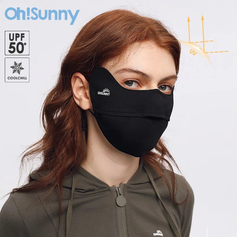 OhSunny Cool Feeling Mask Summer Sun Protection Face Cover Anti-UV UPF50 Open Nose Breathable Outdoor Facial Shield 250424