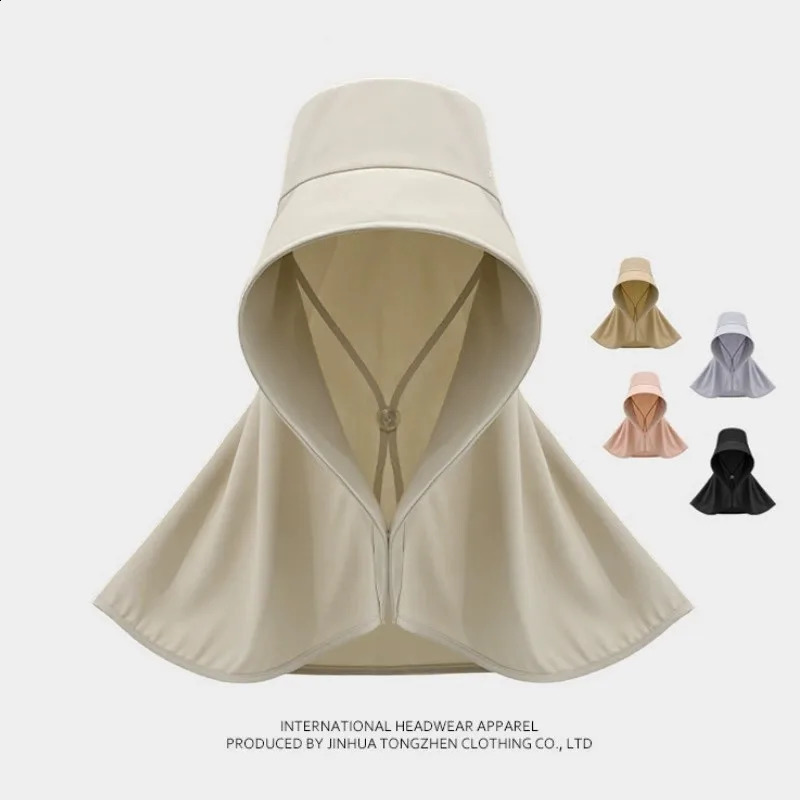 All Around Full Face Sun Protection Hat for Women Large Neck Flap Hiking Hat Outdoor Beach Panama Cap Mask Headscarf Sun Hat 250424