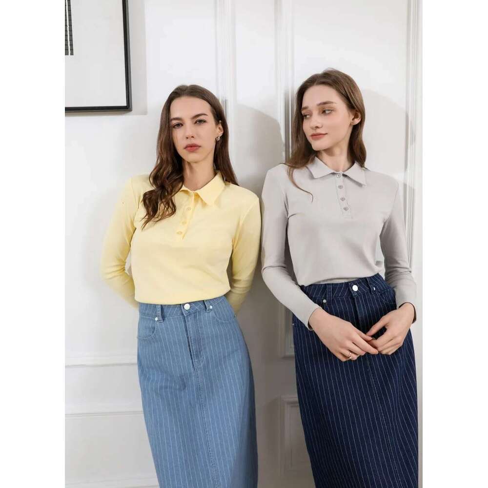 AS 2025 Summer Woman Fitted Design Polo Shirt Tops High Quality Stretch Fabric Lady Clothing