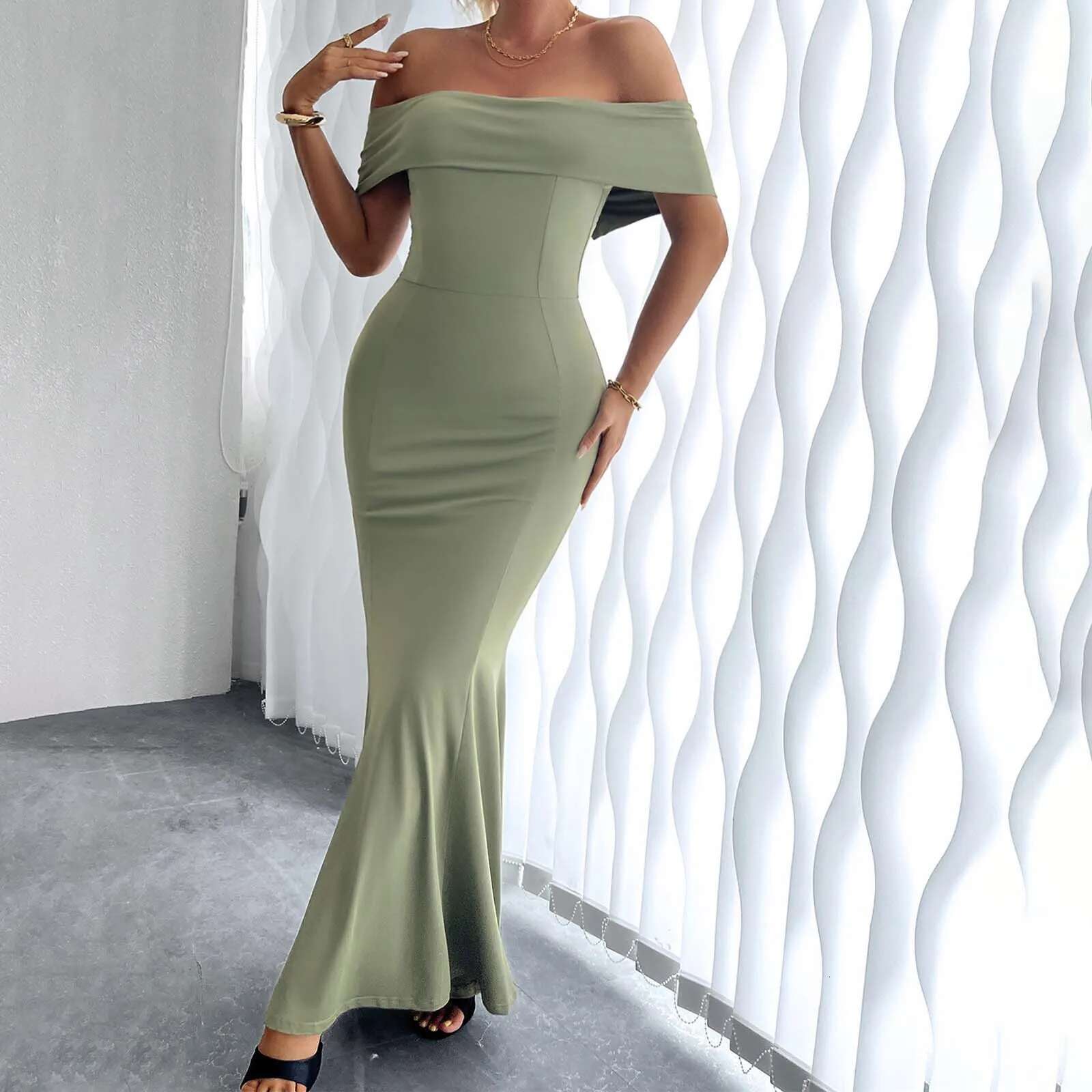 Dongdumaoyi New Evening Maxi Long Dress For Women Elegant Off Shoulder Strapless Sexy High Split Club Party Celebrity Dresses