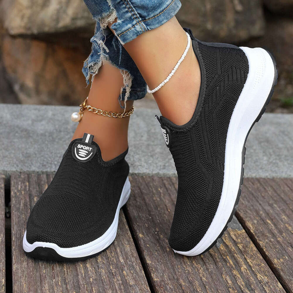 Women's summer flying woven breathable oversized casual with soft soles, lightweight and easy to wear, single shoe women's shoes