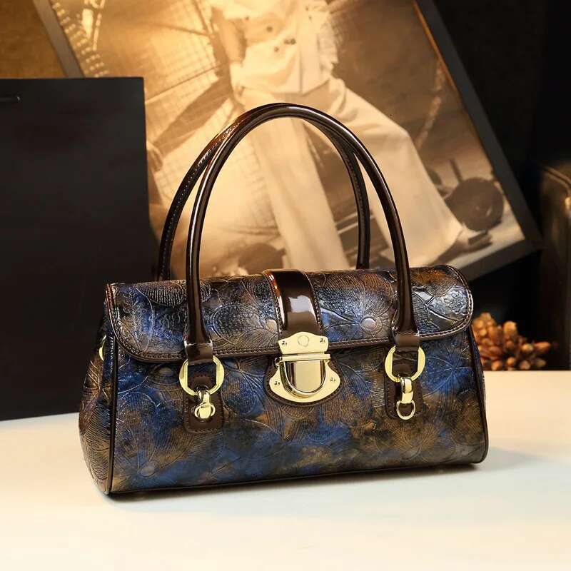 Spring new leather embroidery print mother's underarm handbag banquet dress large-capacity one-shoulder cross-body women's bag