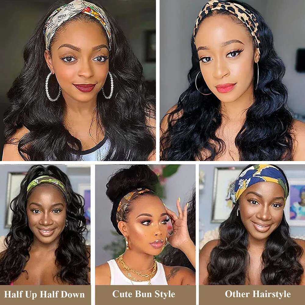 Hine Made Wig Ready To Wear Headband Body Wave Remy Human Hair Wigs For Women