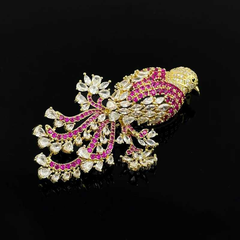 European And American Style Heavy Industry Design Elegant Feather Bird Shaped Luxury Inlaid Zircon Fashionable WomenS Brooch J251125