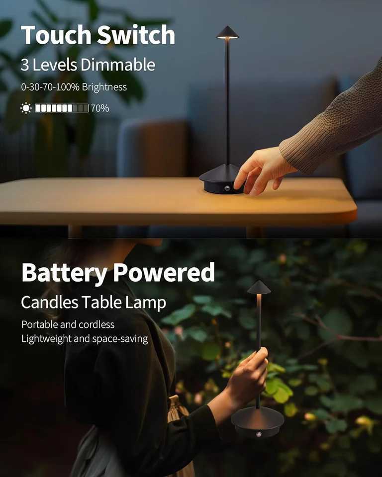 Cordless Table LampRechargeable Led Touch Bar LampPortable Battery Desk LampLevel Brightness Dimmable Night LightBlackWhite C251125
