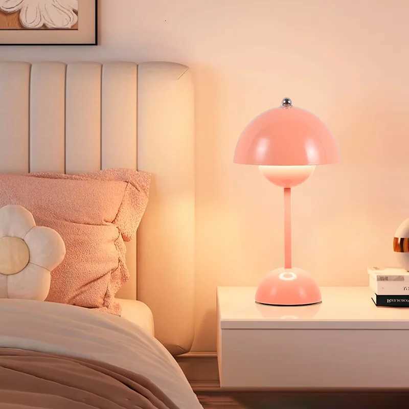 LED Mushroom Flower Bud Lamp Touch Charging Nordic Decorative Lamp for Bedroom Study BedsideM251125