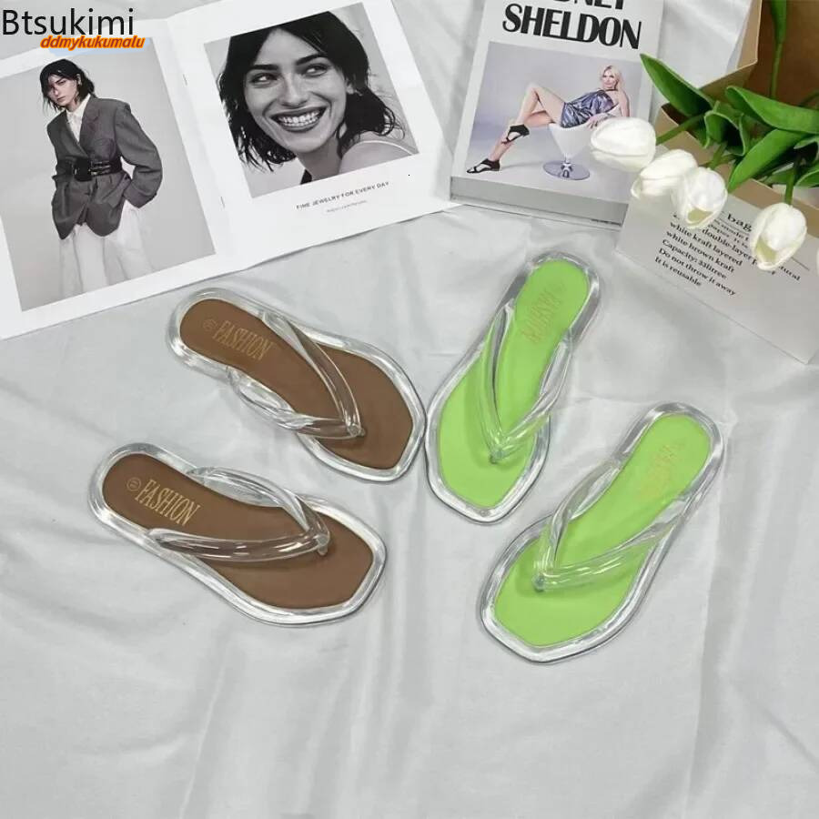 Women's Summer Candy Color Flip Flops Fashion All Match Outdoor Casual Flat Slippers Ladies Soft Soled Beach Sandal Women Slides ddmykukumalu