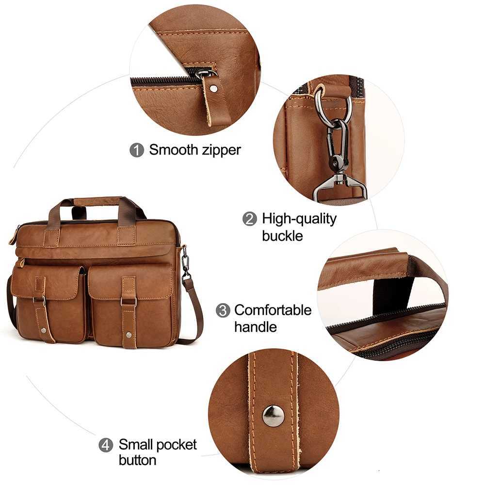 JOYIR Genuine Leather Mens Briefcases 156 Laptop Bag Business Messenger Bag Work Male Shoulder Bag Handbag Tote PortfolioT251125
