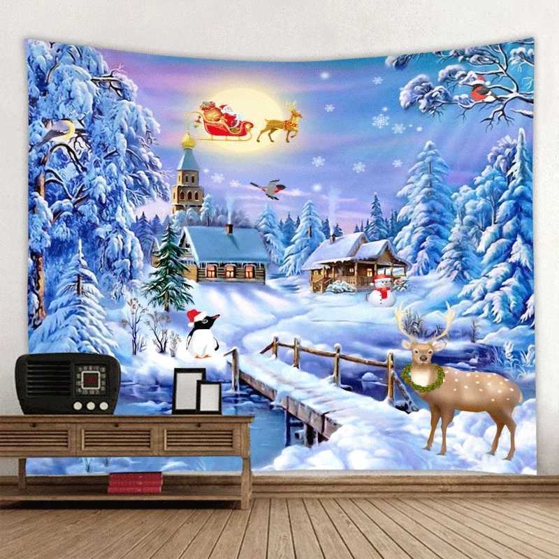 Christmas Tapestry Festive Decor Home Living Room Bedroom Background Garden Posters for Outside Large Wall Hanging Beach TowelM251125