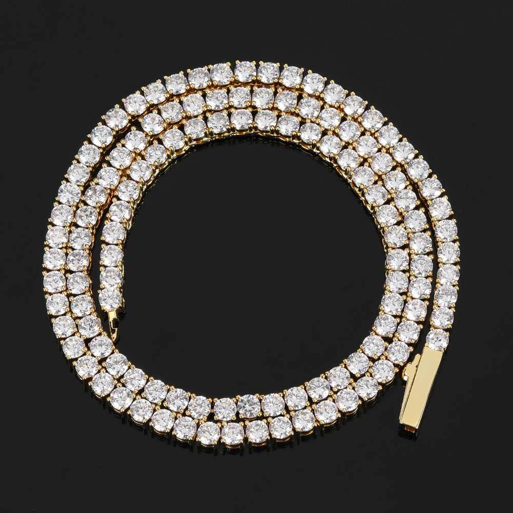 Spring buckle 16in-24in, width 5mm6mm, explosive zircon tennis necklace jewelry, hip-hop hot-selling jewelry for men and women.