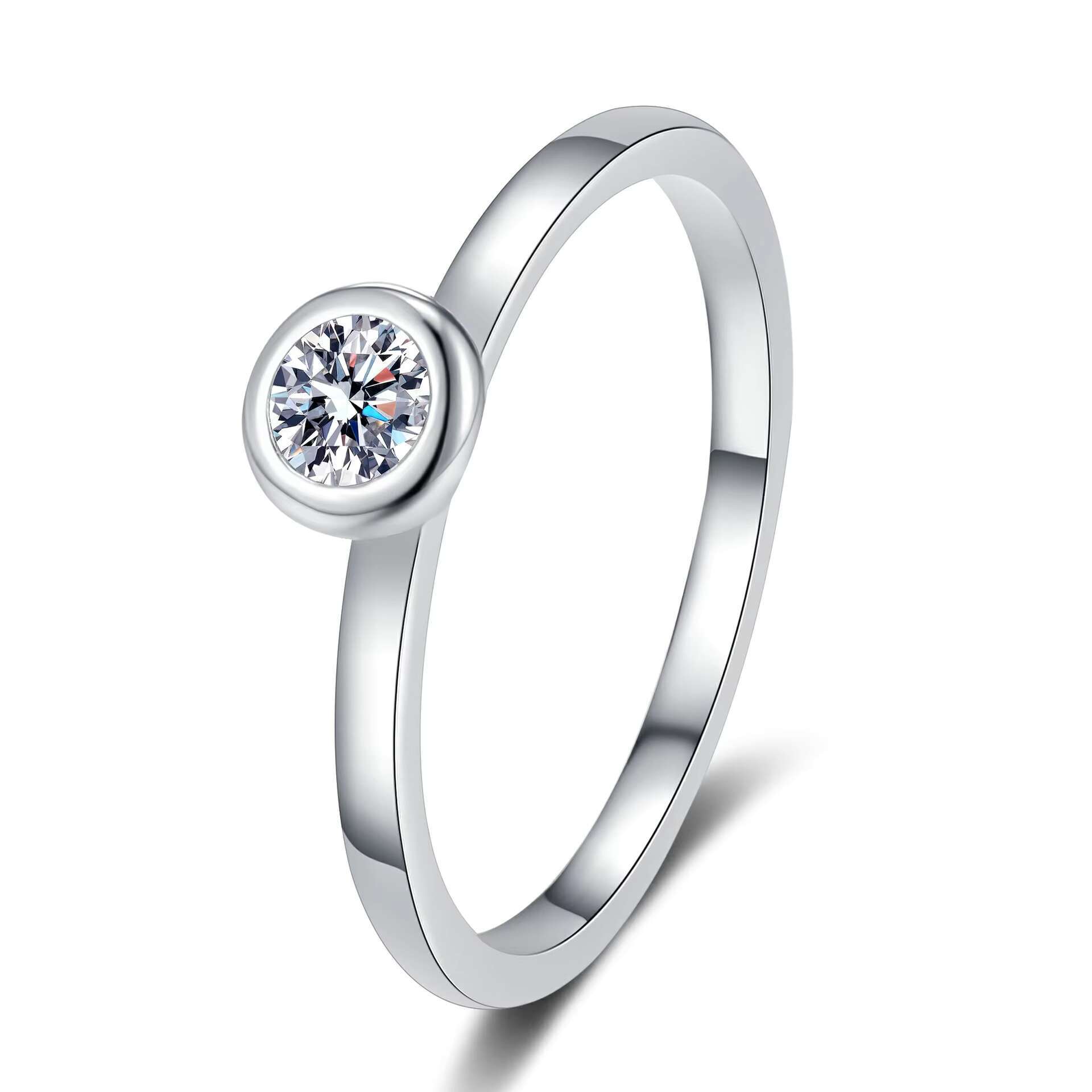 Simple Fashion Jewellery Moissanite Dia Ring Sterling Sier Solitaire Wedding Band for Women