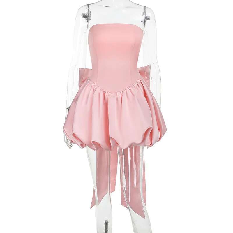 Dongdumaoyi Townlike Bow Backless Sexy Party Dress Women Mini Spring Summer Waist Wrap A Line Ball Gown Dresses