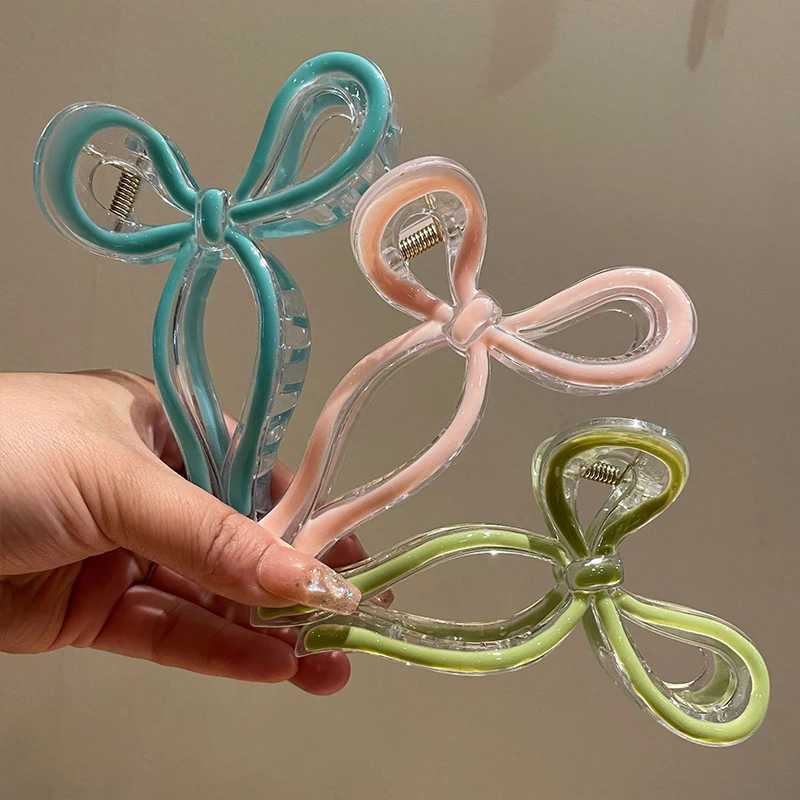 1 piece of colorful Ins hair clip womens back bow hair claw shark clip fashionable hair accessoryT250425