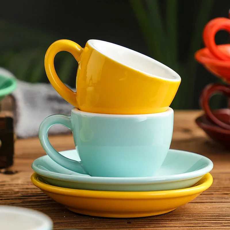 75ml Cappuccino Creative Cup Latte Art Cup Coffee Cup Dish Set European Colored Afternoon Tea Cup Water Cup Espresso Cup Y251125
