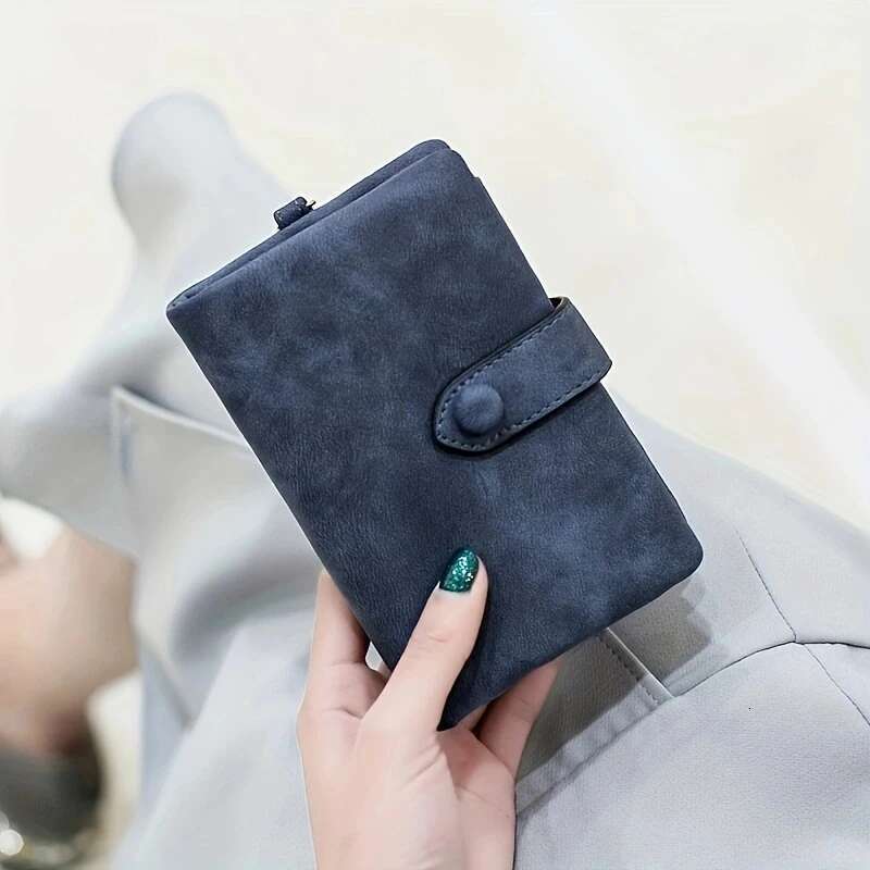 Tri-Fold Short Women Wallets With Coin Zipper Pocket Minimalist Frosted Soft Leather Ladies Purses Female Pink Small Wallet