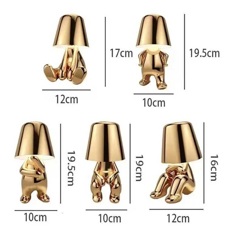 Modern New Thinker Golden Statue Desk Lamp Bedroom Touch Atmosphere Usb Charging Decorative Desk Lamp OrnamentM251125