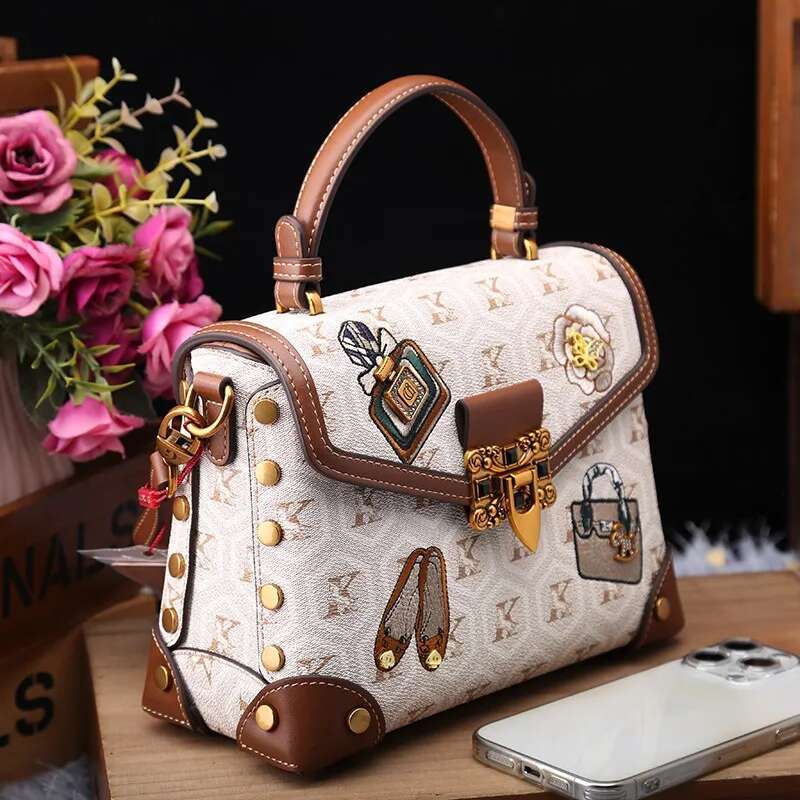 Designer Handbag Retro Small Square Women's 2025 New Autumn And Winter High-End Printed Shoulder Crossbody Bag