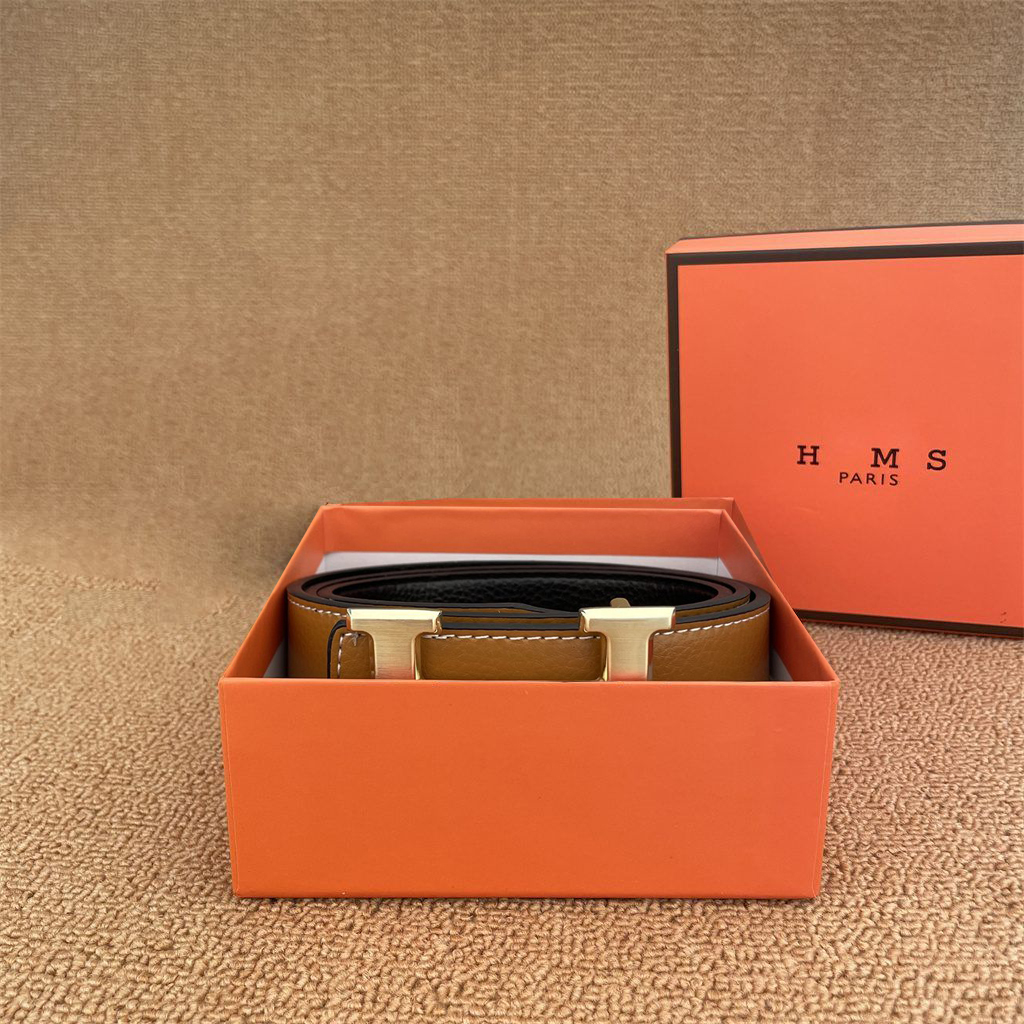 belts designer for Men Women Double sided leather belt Golden Buckle 3.5cm width Classic simplicity and fashion High quality nice With Original H Box
