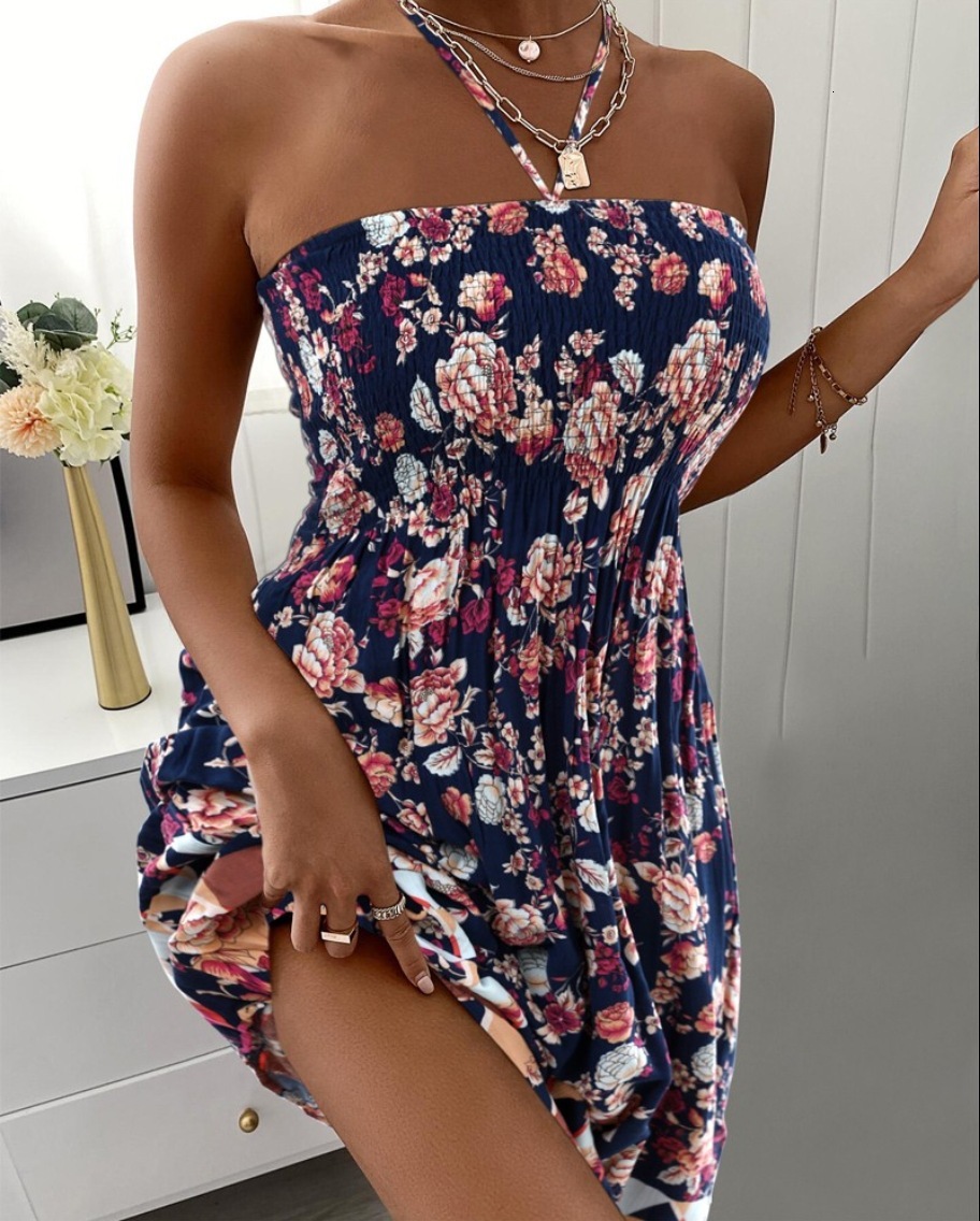 2024 Summer Fashion Sexy Sleeveless Hanging Neck Dress for Women