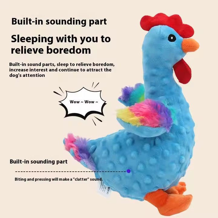 Pet Supplies Crinkle Dog Toy for Small, Medium, and Large Breeds, Cute Stuffing Rooster with Soft Squeaker, Fun for Indoor Small Dogs and Pups, No Mes