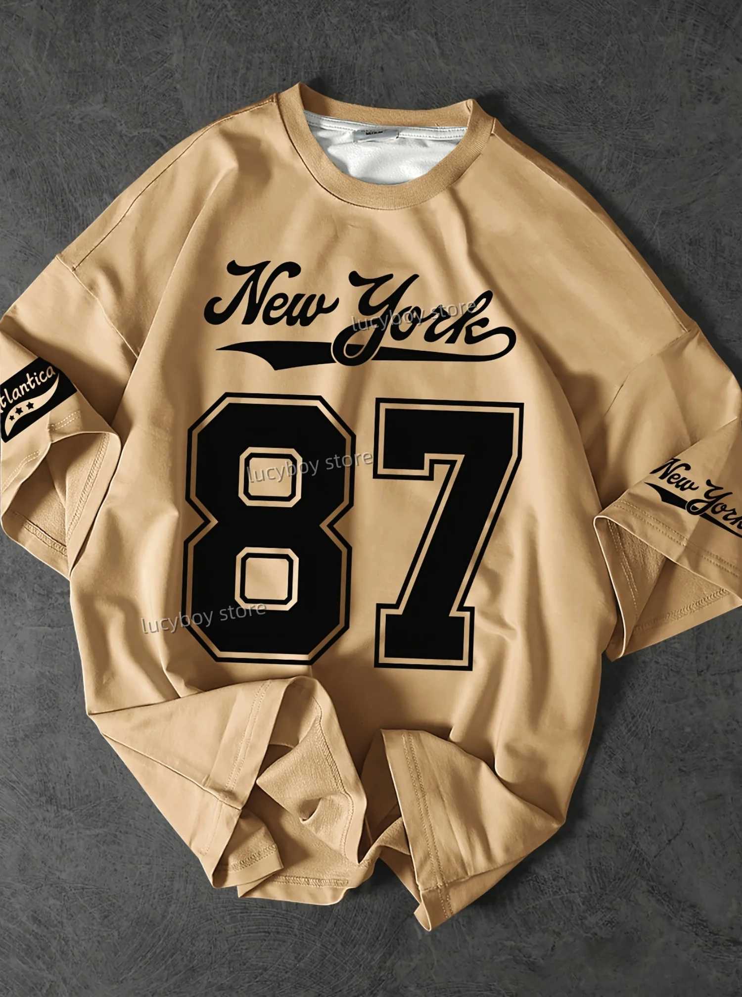 2025 No. 87 New York Printed Mens Shirt Mens Short Sleeve Sports Football T-shirt Retro Large Stripe T-shirt Mens Clothing W250425