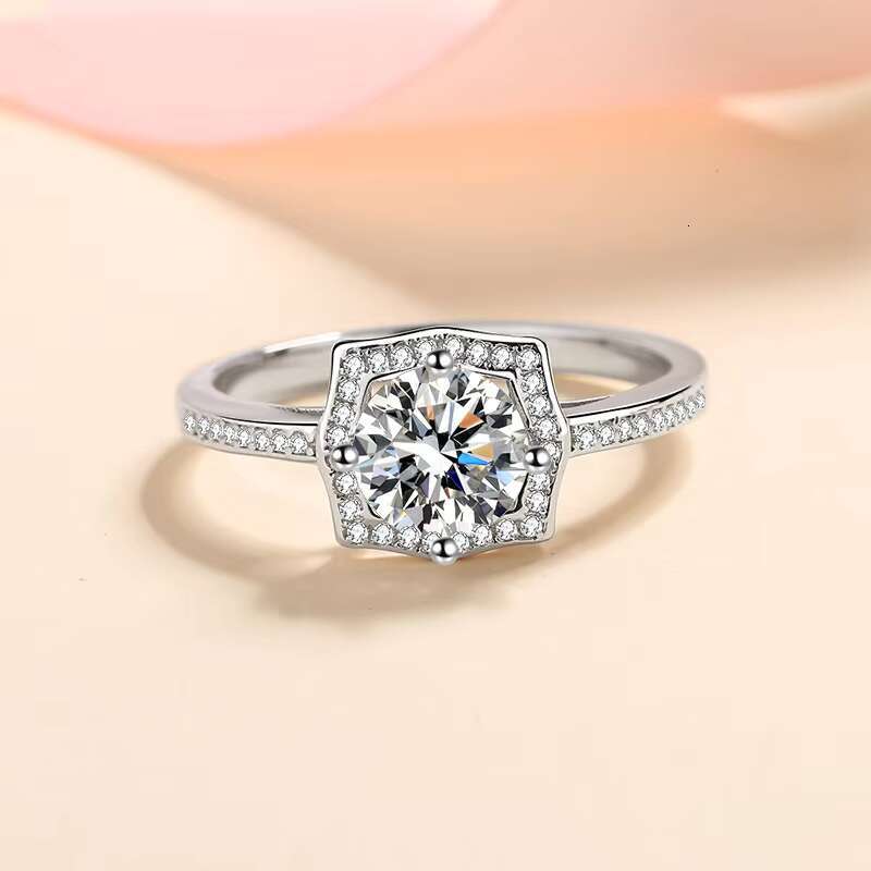 S925 Sterling Silver Square 1CT Moissanite Rings Exquisite Shiny Full Diamond Wedding Rings Gifts for Women