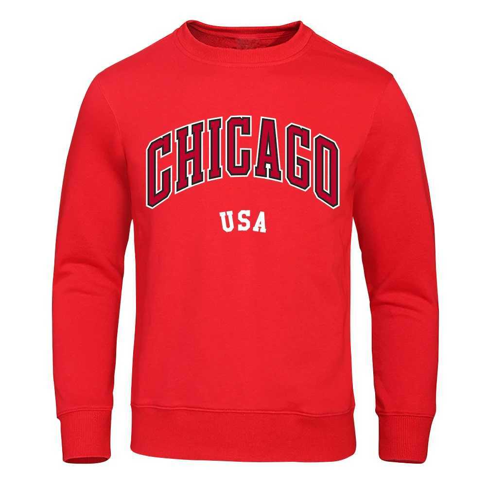Chicago a city in the United States mens Ne Warm Pullover hoodie autumn Fce sweatshirt casual Crewneck mens hoodie w250425