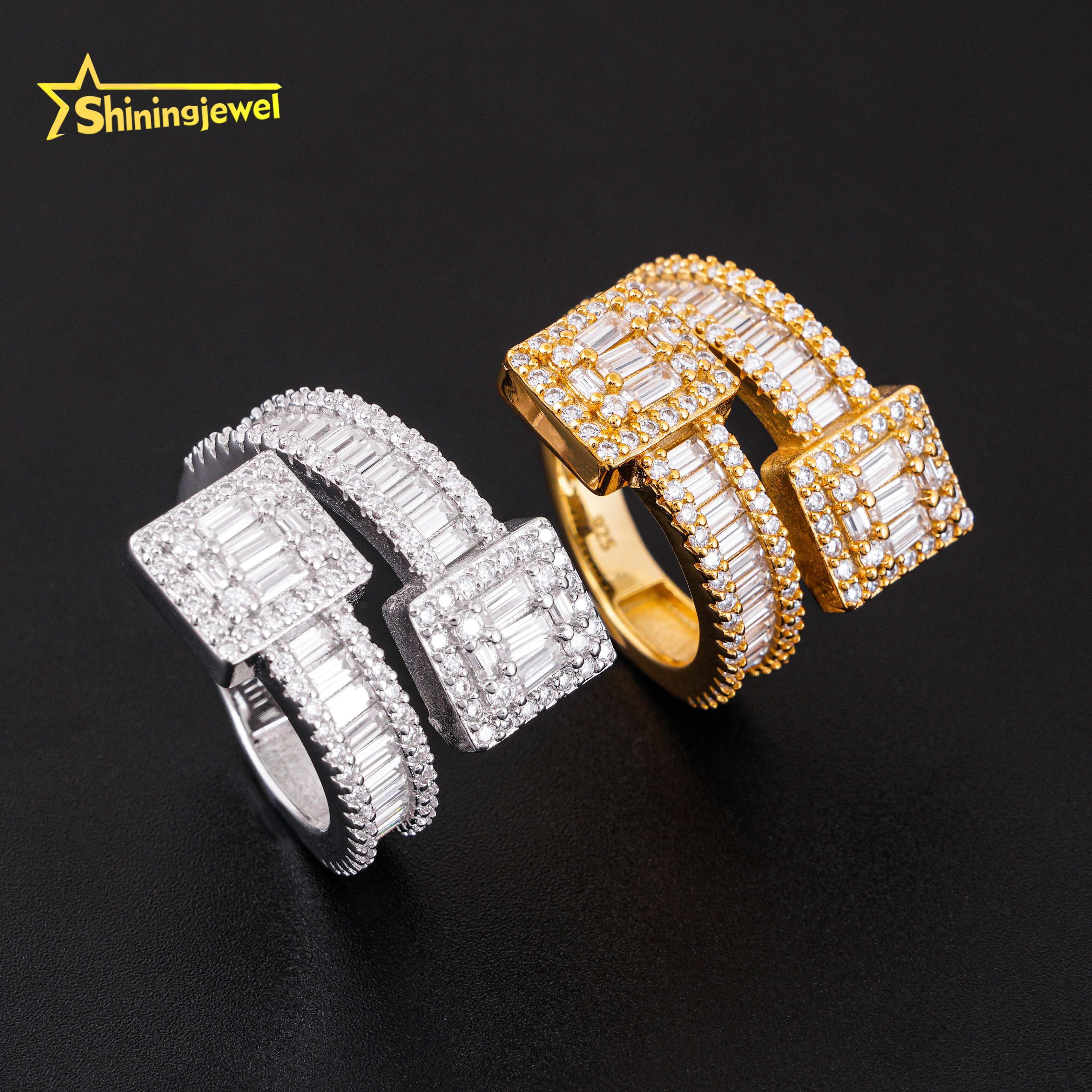 Shining Jewelry 925 Sterling Silver Rapper Hip Hop Ring Custom High Quality Iced Out Men Moissanite Ring