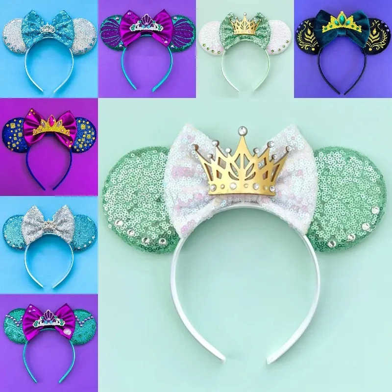 Disney Sleeping Beauty Ears Princess Aurora Headband Women Briar Rose Hairbands Girl Sequeins Bow Hair Accessories Kids Love Gift X250425