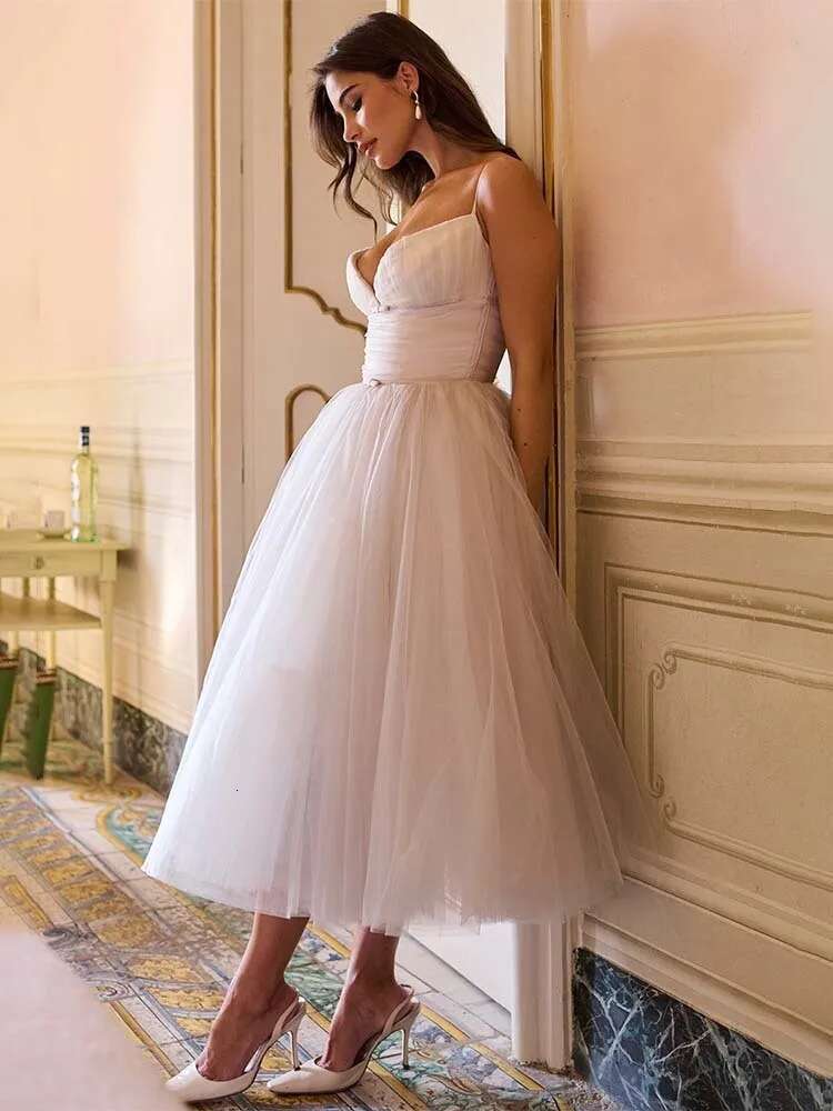 Dongdumaoyi Townlike A Line Pleated Ball Gown Dress Women Spaghetti Strap Spring Summer Nightclub Sexy Party Midi Long Dresses