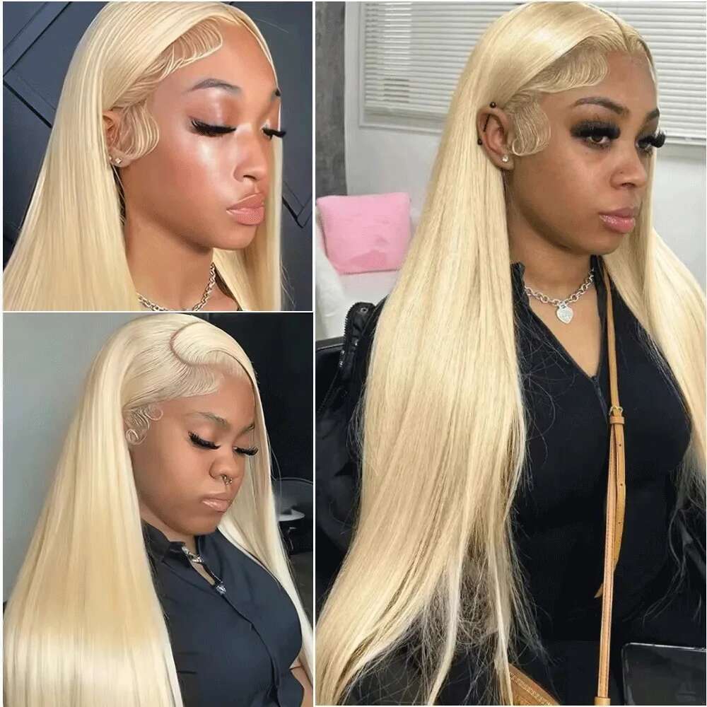 Bone Straight 613 Blonde 13X6 HD Frontal Human Hair Wig Preplucked Honey Colored 13X4 Transparen Lace Front Wigs For Women