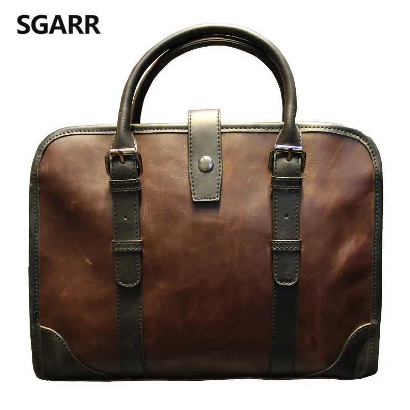 2023 The Classic Crazy Horse PU Leather Briefcase Mens Business Zipper Bags High Quality Messenger 14inch Laptop Office BagT251125