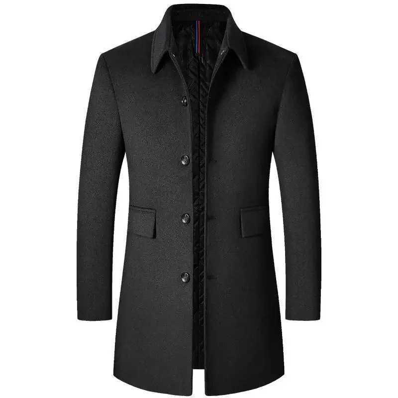 LIBIELIY Brand Winter 40 Wool Men Thick Coats Turn Down Collar Male Fashion Wool Blend Coats Superior Outerwear Jacket Trench MT251125