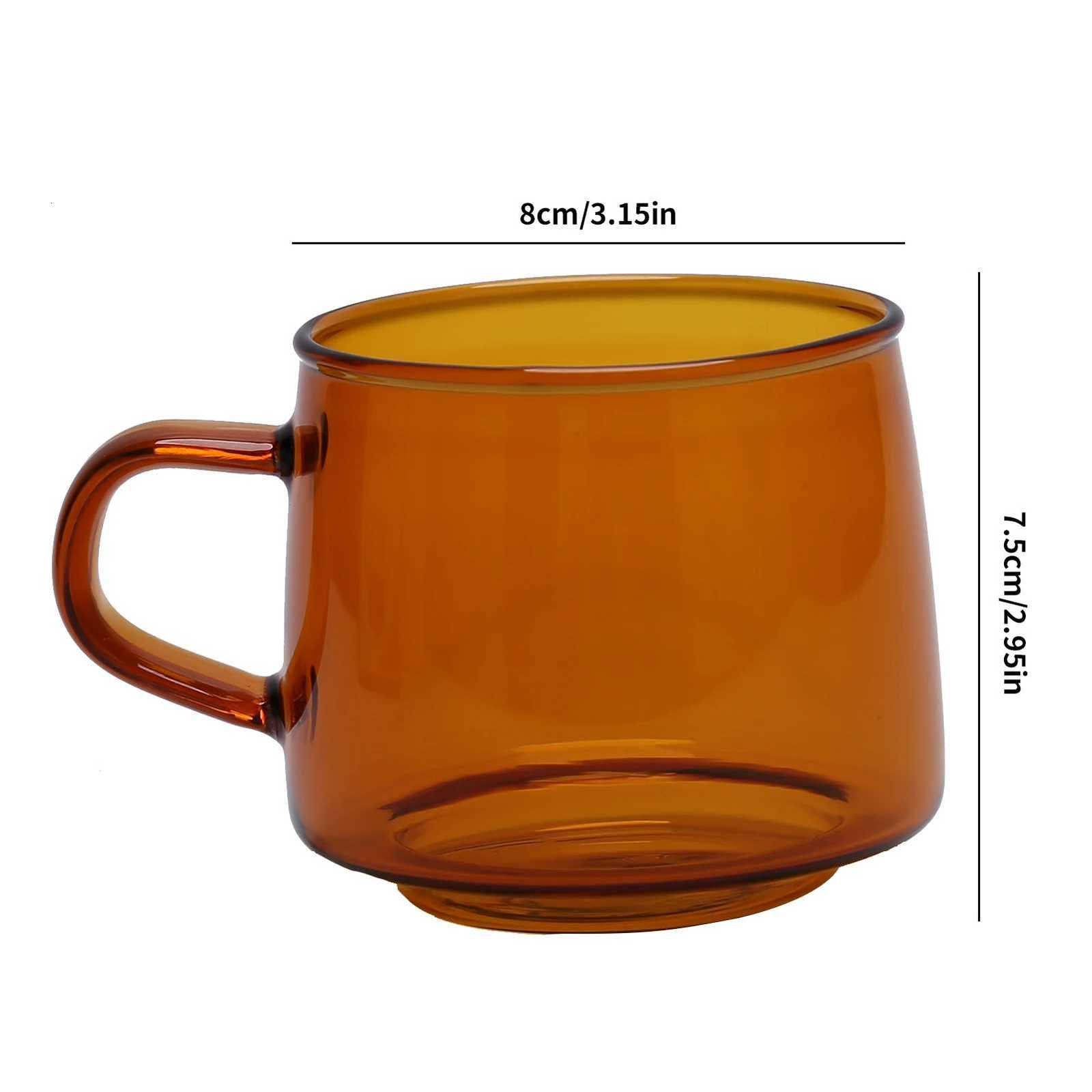 250-350ml Glass Coffee Cup Crystal Coffee Mug with Handle High Temperature Resistance for Home and CafeAmber Y251125