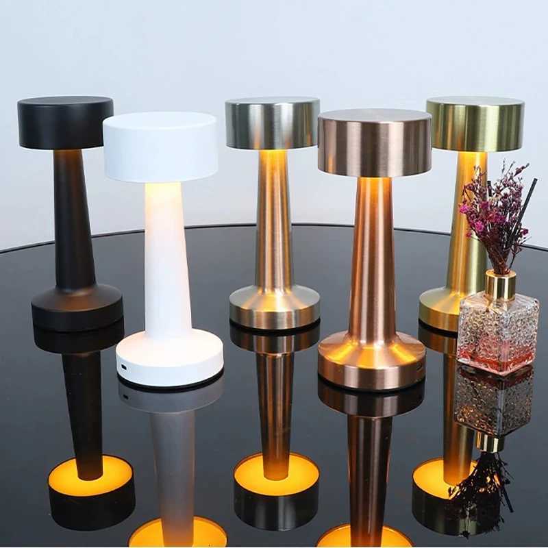 Rechargeable Retro Table Lamp Metal Touch Decor for Bar Coffee Table Restaurant Decoration Light Desk LED Night Lights BedroomM251125