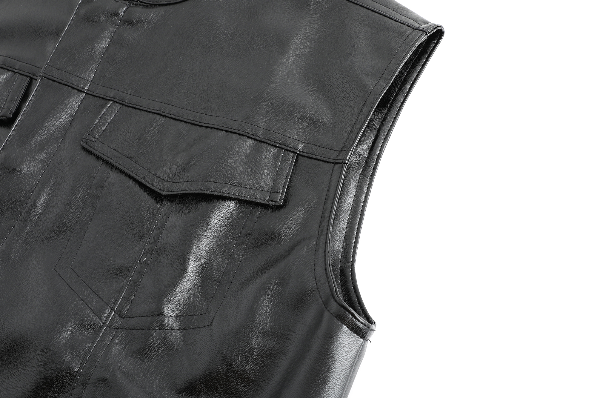 Men's Classic Motorcycle PU PU Leather Vest Casual Black Punk Vest Sleeveless Jacket