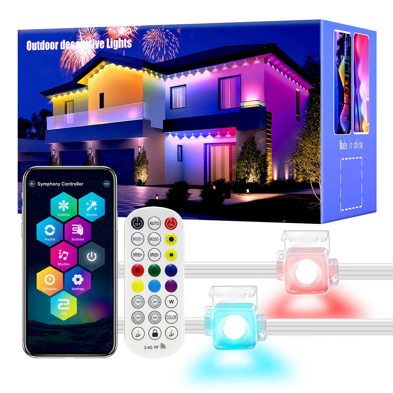 15M 30M 60M Permanent Outdoor Eaves LED Lights Waterproof RGBCCT String Lights APP Bluetooth Full House Christmas Party Lighting zyc241120
