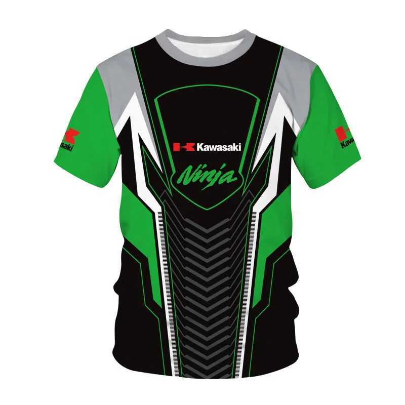 2024 Summer New Mens Motorcycle T-shirt Kawasaki 3D Printed Casual Short Sleeve Breathable T-shirt W250425