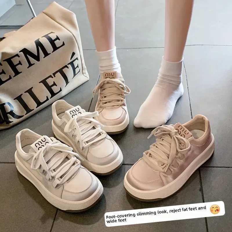 Nichesilk Early Spring 2024 New Womens Shoes Soft Bottom Casual Sports Shoes Thick Face White Shoes Soft BottomC250425