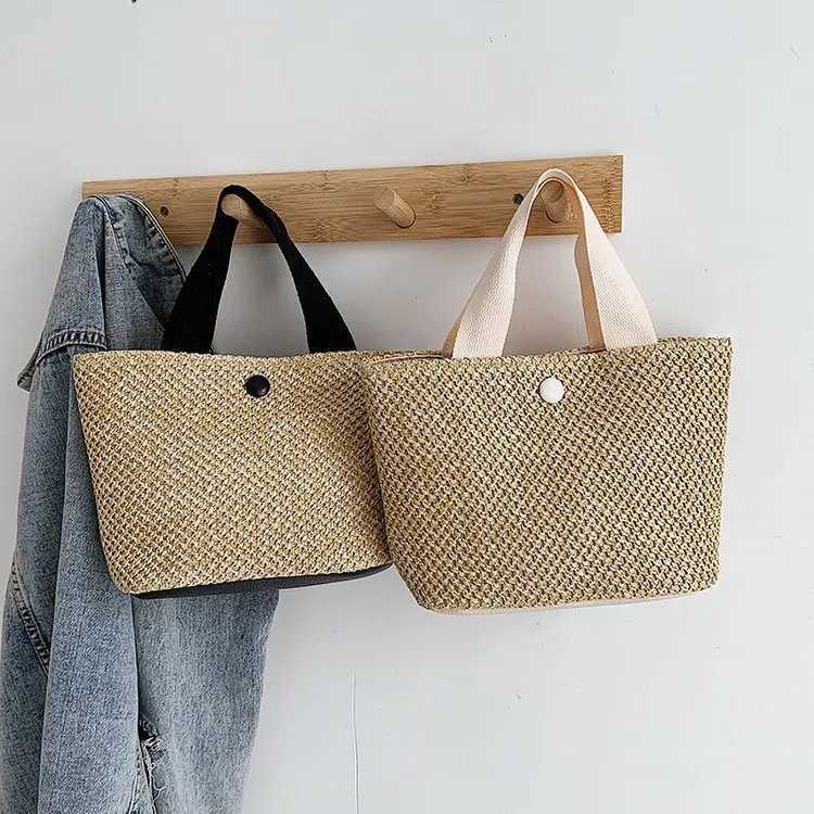 Elegant womens straw bag womens handbag holiday beach casual handbag top handbag fashionable retro shoulder bag 2023 W250421