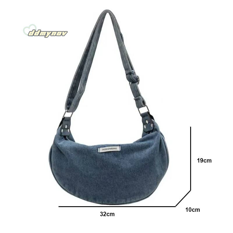 Women Denim Large Capacity Strap Adjustable Crossbody Sling Vintage Messenger Casual Shopper Bags 2024 Shoulder Bag ddmynov